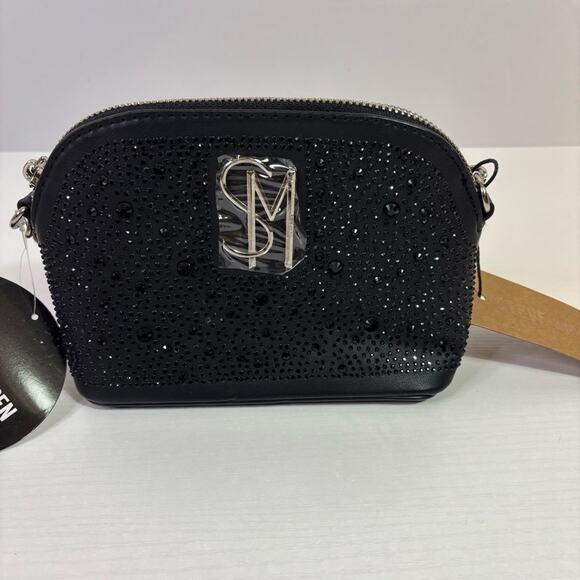 Steve Madden Handbags - NWT Steve Madden Black Mini Bling Jeweled Purse with Silver Chain